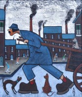 Lot 438 - Albert Barlow, Rag and Bone Man, acrylic.