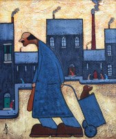 Lot 439 - Albert Barlow, Evening Shopper, acrylic.