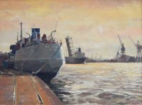 Lot 442 - Anthony Butler, Evening Tide - Birkenhead, oil.