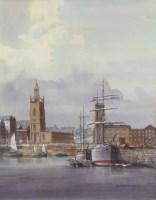 Lot 501 - Alan Kirkpatrick, George Basin, Liverpool, watercolour.