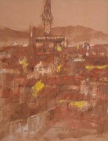 Lot 502 - Harold Riley, Florence, mixed media.