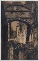 Lot 539 - Frank Brangwyn, The Bridge of Sighs, Venice, signed etching.