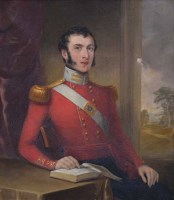 Lot 549 - English School, 19th century, Portrait of a seated British Army officer, oil.