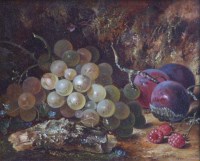 Lot 567 - Thomas Whittle the Elder,   Still life with grapes, plums and raspberries, oil.