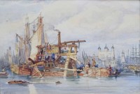 Lot 577 - William Clarkson Stanfield, Ballast dredger off the Tower, watercolour.