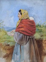 Lot 582 - Erskine Nicol, Study of a gypsy, watercolour.