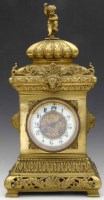 Lot 588 - French brass mantel clock circa 1900.