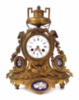 Lot 597 - French gilt bronze mantel clock, mounted with