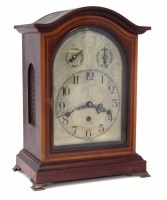 Lot 598 - German mahogany cased bracket clock, with arched