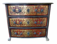 Lot 630 - Mid 19th century Louis XV style boulle veneered bow front chest of three drawers