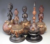 Lot 40 - Five Luba / Hemba Calabash figures, the tallest
