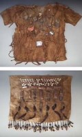 Lot 70 - Dogon / Bamana Hunter's shirt and a similar dance skirt, the tunic measures 80cm high, the panel 60cm x 54cm