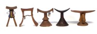 Lot 57 - Five African headrests, to include a Pokot rest