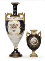Lot 123 - Two Coalport twin handled vases.