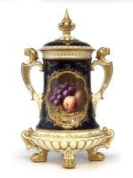 Lot 129 - Large Coalport twin handled lidded vase circa