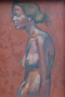 Lot 275 - Hans Schwarz, Standing nude, oil.