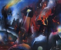 Lot 279 - David Wilde, Defeat of the Martians (III), acrylic.