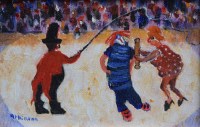 Lot 282 - Sue Atkinson, Cracking the Whip, oil.