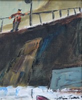 Lot 286 - William Turner, Waiting for the Boat, oil.
