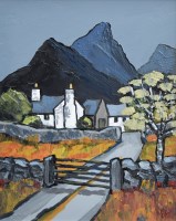 Lot 312 - David Barnes, Mountain Farm, oil.