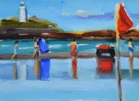 Lot 334 - Liam Spencer, Godrevy Lighthouse and Flag, oil.