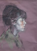 Lot 376 - Harold Riley, Female portrait, pastel.
