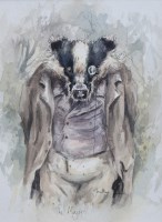 Lot 390 - Jonathan Walker, The Major, watercolour and ink.