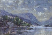 Lot 397 - James Longueville, Mountain Blue - Llyn Padarn, pastel.
