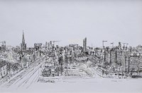 Lot 410 - Anthony McCarthy, Manchester cityscape, ink drawing.