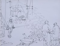 Lot 416 - Albin Trowski, And the Building Goes On!, ink drawings (2).