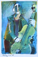 Lot 426 - Geoffrey Key, Bass Player, mixed media.