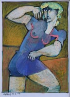 Lot 427 - Geoffrey Key, Female Figure, mixed media.