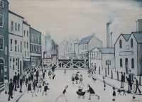 Lot 429 - After L.S. Lowry, The Level Crossing, Burton On Trent, signed print.