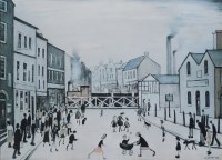 Lot 440 - After. L.S. Lowry, The Level Crossing, Burton On Trent, signed print.