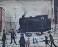 Lot 441 - After L.S. Lowry, The Level Crossing, signed print.