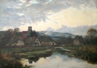 Lot 455 - Octavius Rickatson, Approaching Twilight, oil.