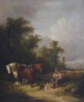 Lot 457 - William Shayer Senior, The Rest by the Way, oil on canvas.