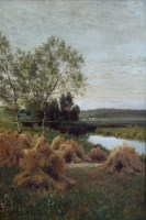 Lot 471 - John Clayton Adams, Evening Harvest, oil.