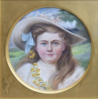 Lot 479 - Walter Richards, Little Buttercup - Portrait of a girl, pastel.