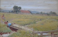 Lot 485 - Albert Goodwin, Boxley Abbey, Kent - Under the quiet Kentish Hills, watercolour.