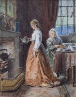 Lot 487 - G.G. Kilburne, Tea-Time, watercolour.