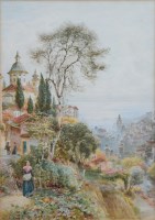 Lot 499 - E. Wake Cook, Italian coastal townscape, watercolour.