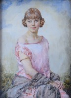 Lot 514 - Nellie Edmunds, Portrait of Ailsa Matthews, watercolour on ivory.