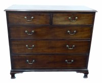 Lot 544 - George III mahogany chest of two short and three long drawers