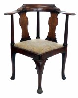 Lot 547 - George III mahogany corner elbow chair