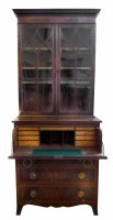 Lot 550 - George III mahogany secretaire bookcase