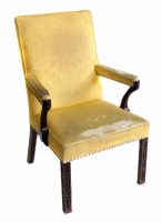 Lot 554 - George III mahogany open armchair