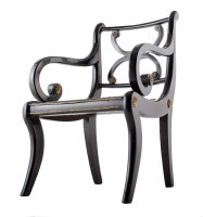 Lot 6 - Miniature ebonised open-back armchair