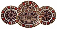 Lot 169 - Three Royal Crown Derby 1128 plates and oval bowl.