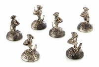 Lot 258 - 6 sterling silver continental place settings depicting servents carrying assorted dishes